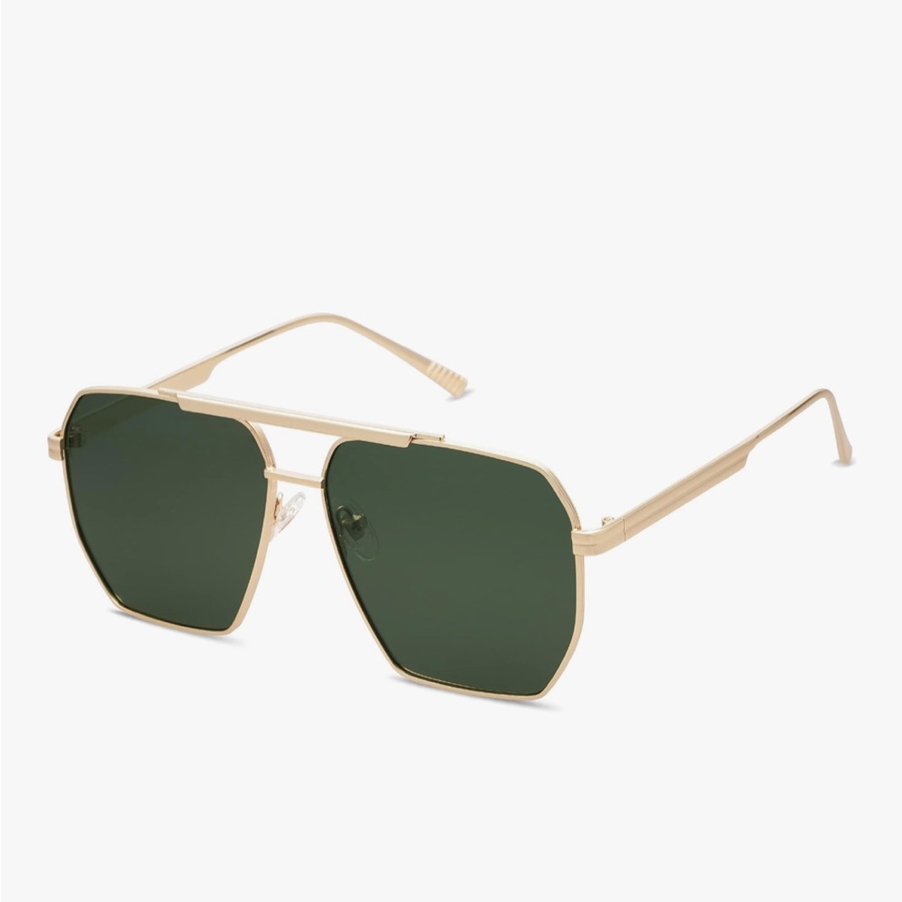 Gold Aviator Sunglasses with Green Lenses